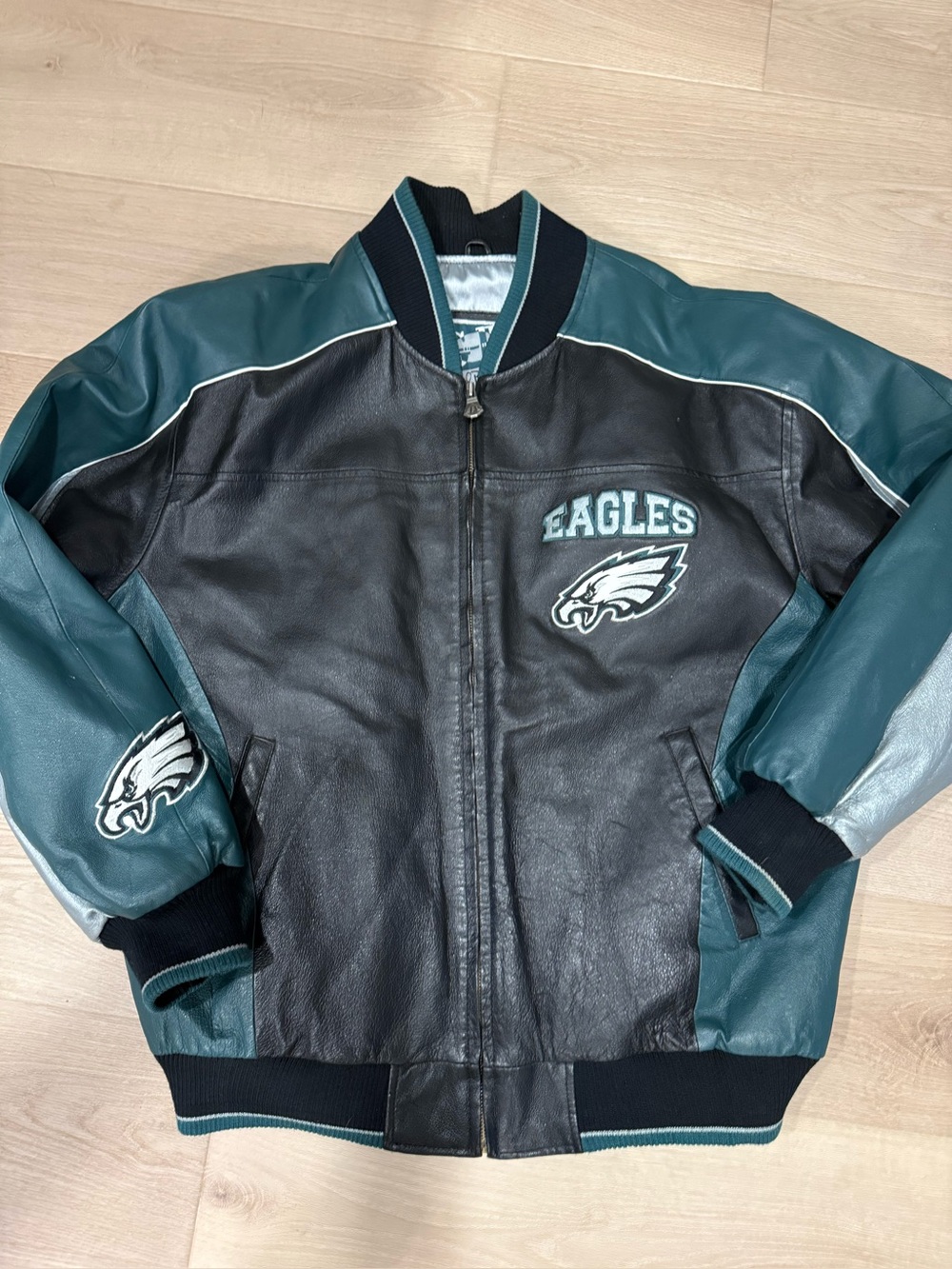 Vintage Philadelphia Eagles Leather Bomber GIII Carl Banks L